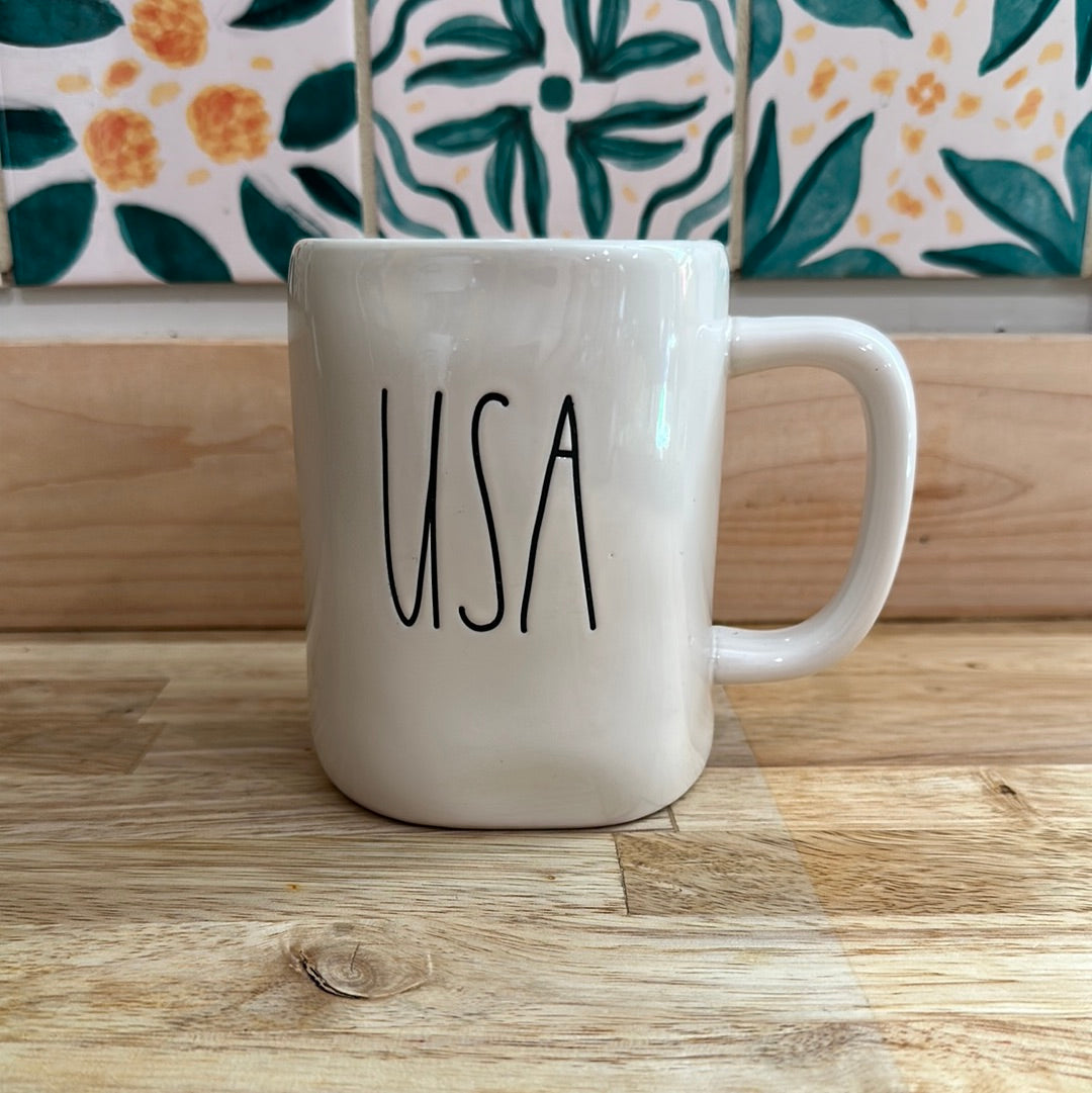 Rae Dunn USA white mug